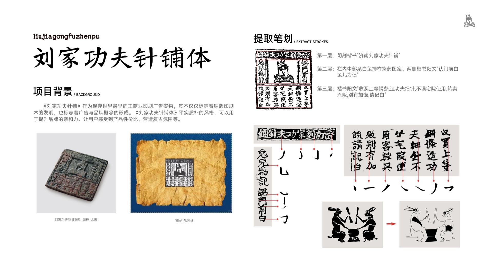 刘家功夫针铺体 · 背景与笔划提取